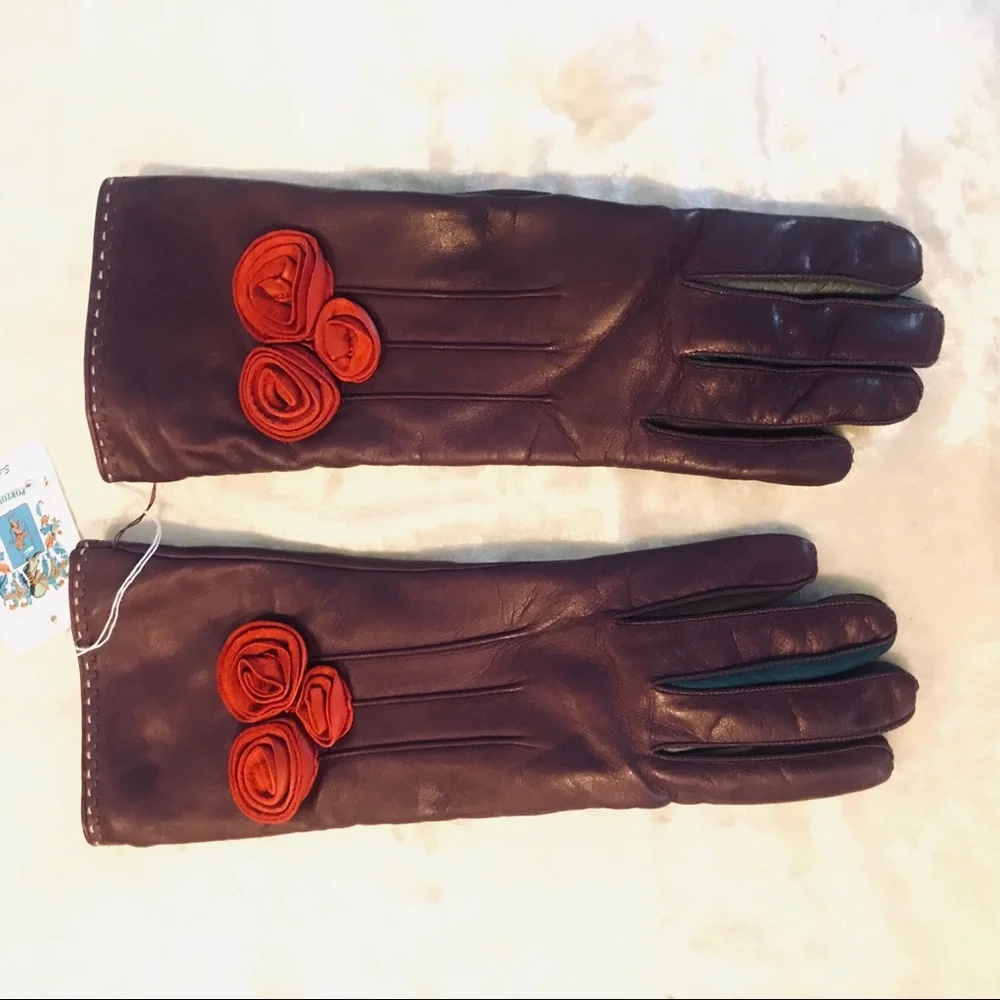 Portolano Rosebud Multi Colored Leather Gloves